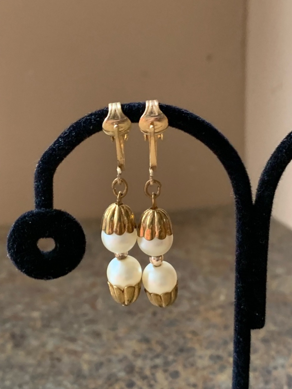 Antique Art Nouveau Gold & Pearl Drop Earrings - Classic Women's Jewelry